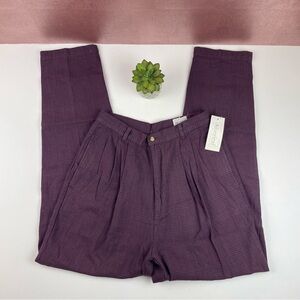 Silverleaf Vintage Purple Blue Tweed Pleated Cotton Dress Pants New Women 12